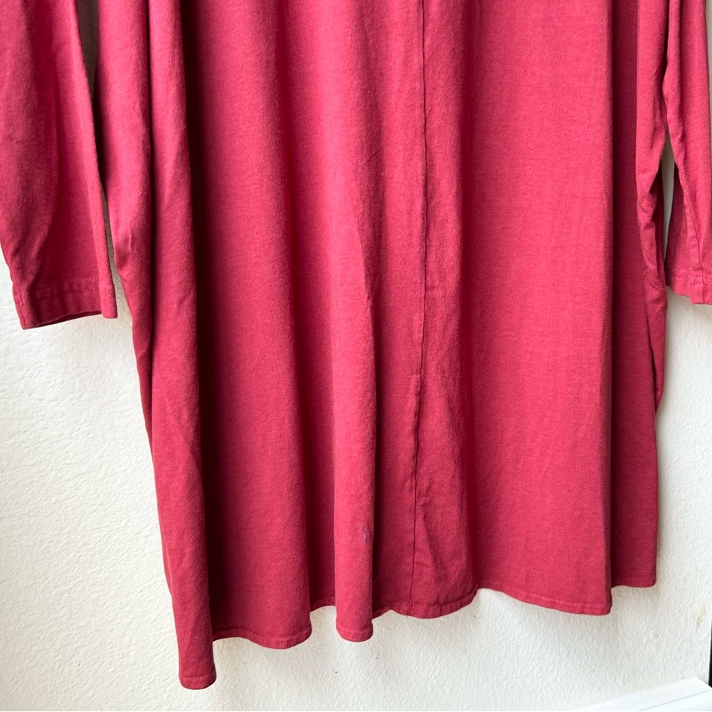 Bryn Walker Alexis Asymmetric V-Neck Bamboo Lagenlook Red Tunic Dress Size M - Picture 11 of 15